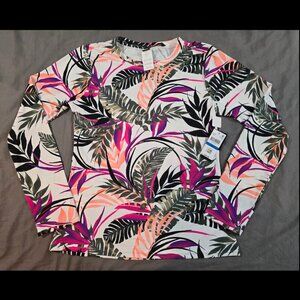 NWT Swim Shirt XL Rash Guard Colorful Tropical Print Island Escape New!